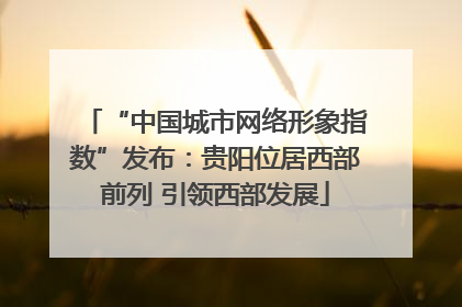 “中国城市网络形象指数”发布：贵阳位居西部前列 引领西部发展