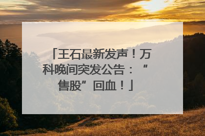 王石最新发声！万科晚间突发公告：“售股”回血！