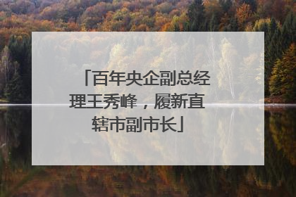 百年央企副总经理王秀峰，履新直辖市副市长