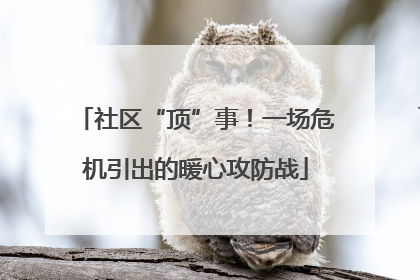 社区“顶”事！一场危机引出的暖心攻防战