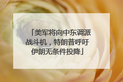 美军将向中东调派战斗机，特朗普呼吁伊朗无条件投降
