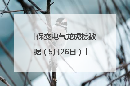 保变电气龙虎榜数据（5月26日）