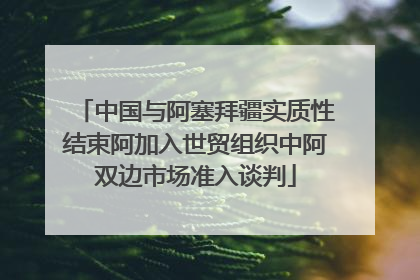 中国与阿塞拜疆实质性结束阿加入世贸组织中阿双边市场准入谈判
