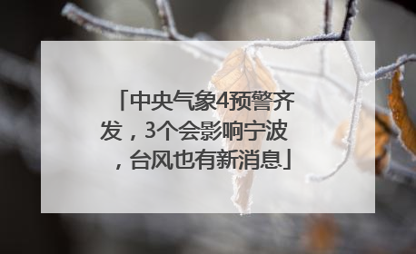 中央气象4预警齐发，3个会影响宁波，台风也有新消息