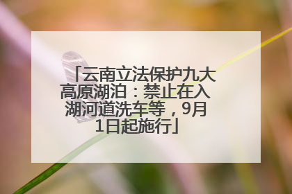 云南立法保护九大高原湖泊：禁止在入湖河道洗车等，9月1日起施行