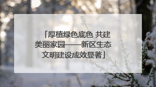 厚植绿色底色 共建美丽家园——新区生态文明建设成效显著