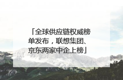 全球供应链权威榜单发布，联想集团、京东两家中企上榜