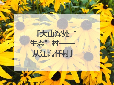 大山深处“生态”村——从江高仟村
