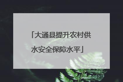 大通县提升农村供水安全保障水平