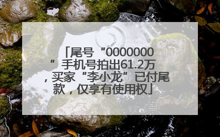 尾号“0000000”手机号拍出61.2万，买家“李小龙”已付尾款，仅享有使用权