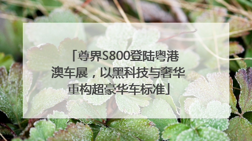 尊界S800登陆粤港澳车展，以黑科技与奢华重构超豪华车标准