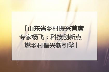 山东省乡村振兴首席专家杨飞：科技创新点燃乡村振兴新引擎