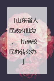 山东省人民政府批复，一所高校民办转公办