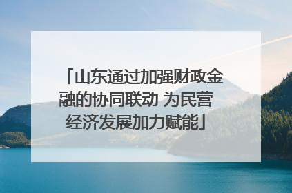 山东通过加强财政金融的协同联动 为民营经济发展加力赋能