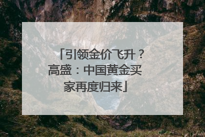 引领金价飞升？高盛：中国黄金买家再度归来