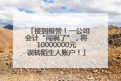 接到报警！一公司会计“闯祸了”，将10000000元误转陌生人账户！