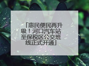 惠民便民再升级！河口汽车站至保税区公交班线正式开通