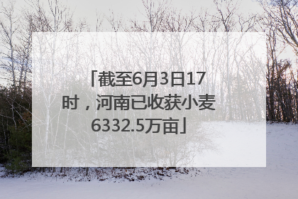 截至6月3日17时，河南已收获小麦6332.5万亩