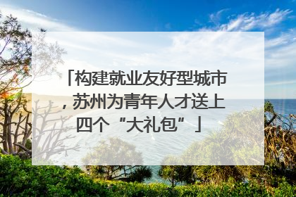 构建就业友好型城市，苏州为青年人才送上四个“大礼包”