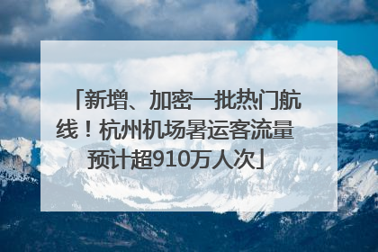 新增、加密一批热门航线！杭州机场暑运客流量预计超910万人次