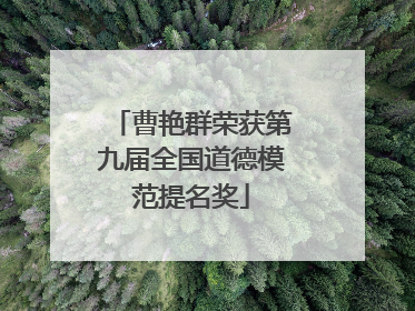 曹艳群荣获第九届全国道德模范提名奖