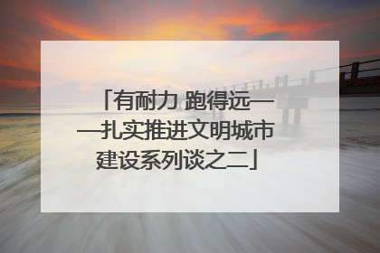 有耐力 跑得远——扎实推进文明城市建设系列谈之二