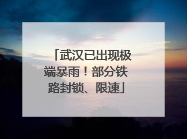 武汉已出现极端暴雨！部分铁路封锁、限速