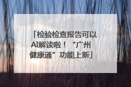 检验检查报告可以AI解读啦！“广州健康通”功能上新
