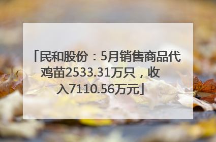 民和股份：5月销售商品代鸡苗2533.31万只，收入7110.56万元