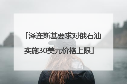 泽连斯基要求对俄石油实施30美元价格上限