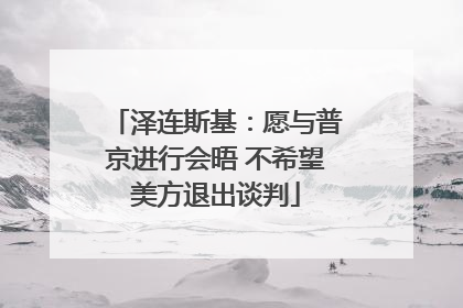 泽连斯基：愿与普京进行会晤 不希望美方退出谈判