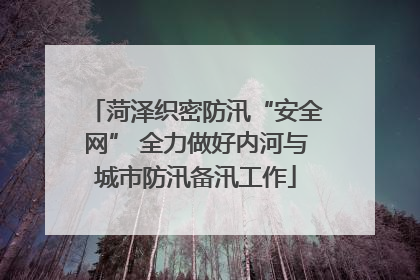 菏泽织密防汛“安全网” 全力做好内河与城市防汛备汛工作