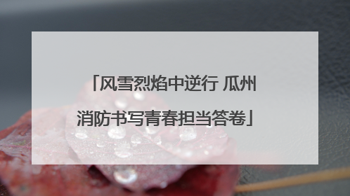 风雪烈焰中逆行 瓜州消防书写青春担当答卷
