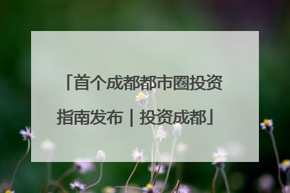 首个成都都市圈投资指南发布｜投资成都