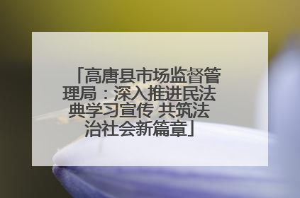 高唐县市场监督管理局：深入推进民法典学习宣传 共筑法治社会新篇章