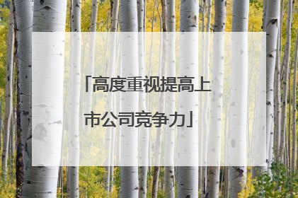 高度重视提高上市公司竞争力