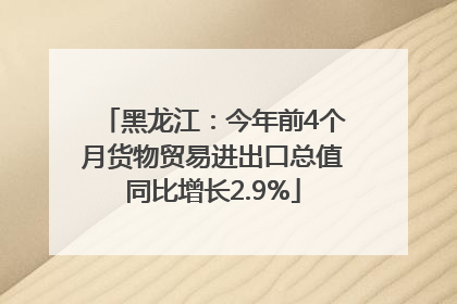 黑龙江：今年前4个月货物贸易进出口总值同比增长2.9%