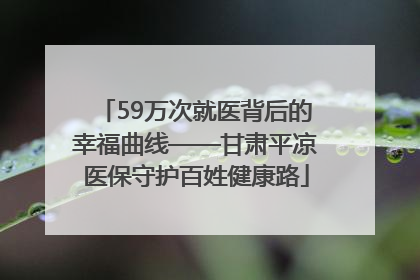 59万次就医背后的幸福曲线——甘肃平凉医保守护百姓健康路